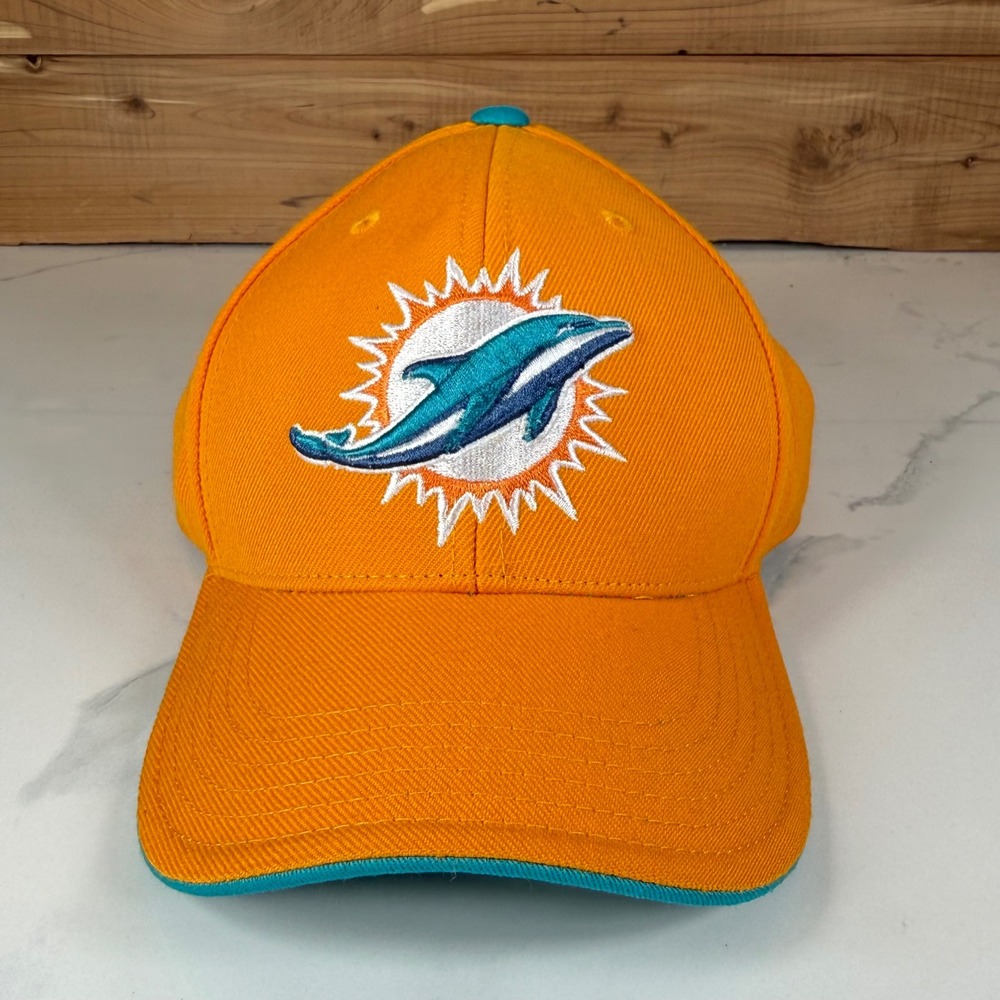 NFL Team Apparel Miami Dolphins Youth Hat Orange Aqua Adjustable Baseball Cap